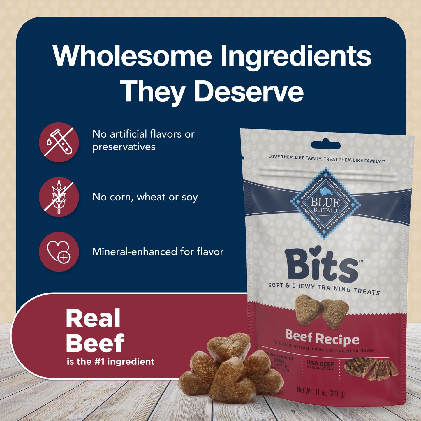 Bits Soft Dog Treats for Training, Enhanced with DHA, 4-Oz. Bag