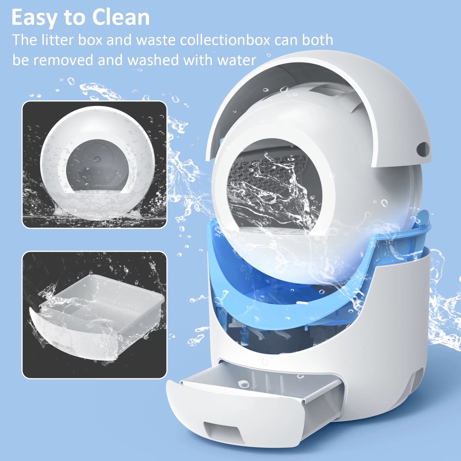 Self Cleaning Cat Litter Box, Automatic Litter Box with 2.4G Wifi APP Control , 40 Litter Liners&Mat