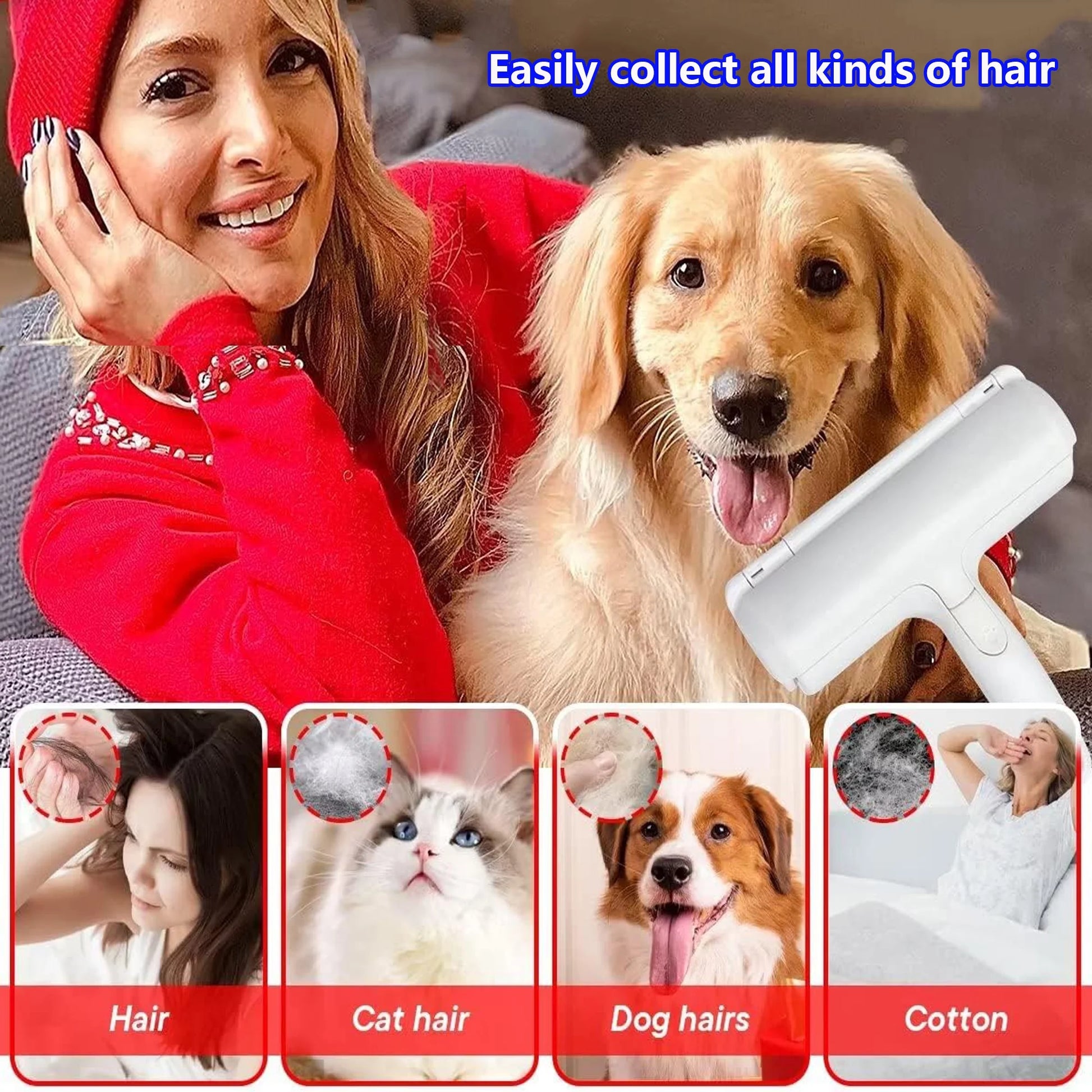 Lint Brush Roller, Reusable Cat and Dog Hair Remover for Furniture, Couch, Carpet, Car Seats and Bedding, Lint Roller for Pet Hair